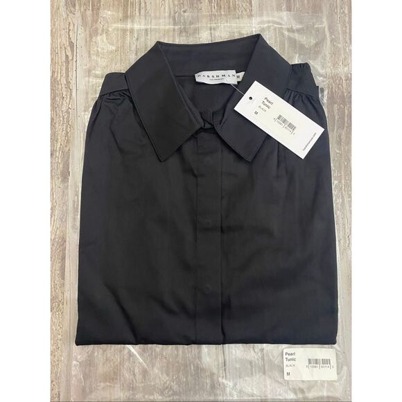 Harshman Pearl Tunic Black Cotton Button Down Women’s Sz Medium (10-12) - Picture 2 of 4